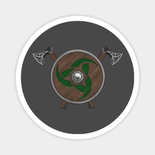 Viking Shield & Axes green Magnet